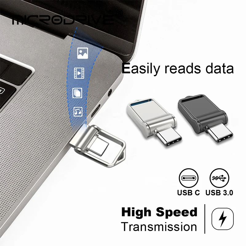 USB 플래시 드라이브 32 기가 바이트 OTG 금속 USB 3.0 펜 드라이브 키 64 기가 바이트 타입 C 고속 pendrive 미니 플래시 드라이브 메모리 스틱