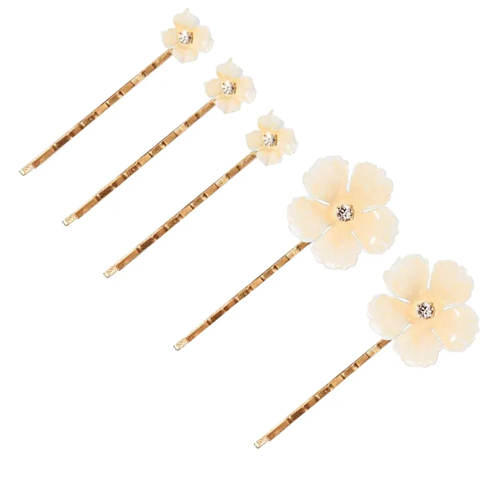 

5 шт. позолоченных заколок для волос в форме цветов для женщин и девушек, свадебные аксессуары, декоративные заколки-цветы для волос