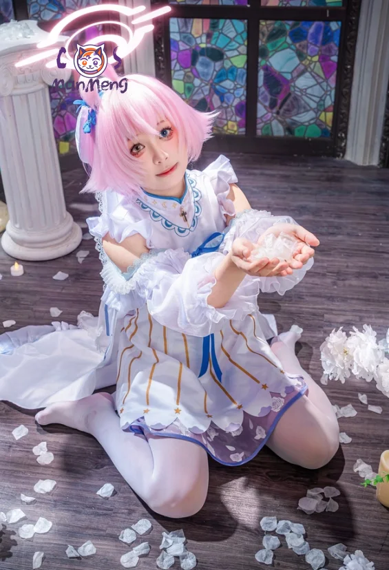 Takanashi Hoshino Blue Archive Cosplay Costume Pure White Oath Flower Wedding Sweet Wedding Dress Halloween Party Lolita Uniform