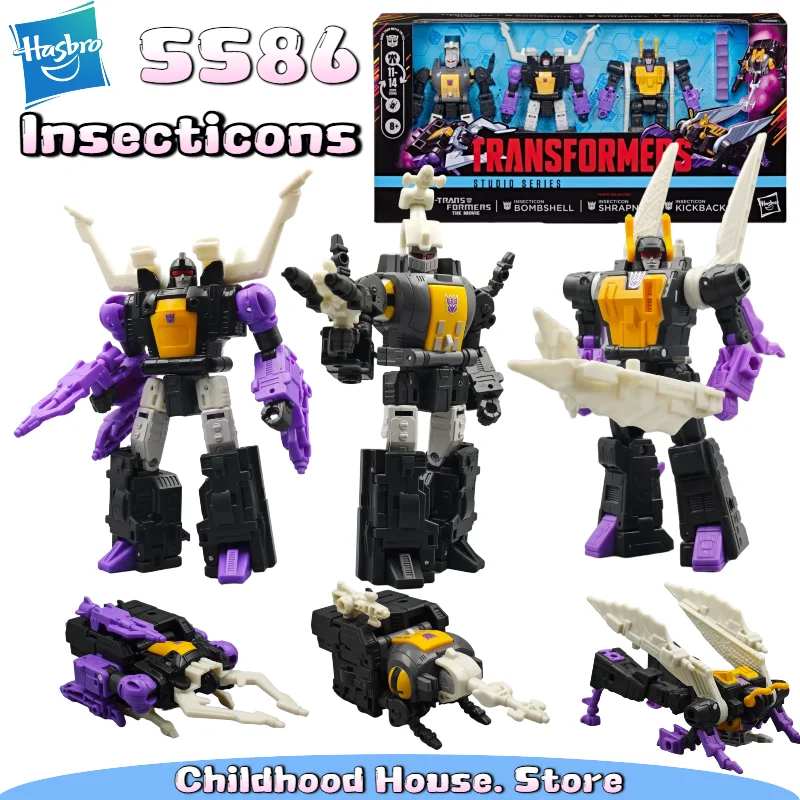 Hasbro Transformers SS86 G1 Movie Model Insecticons Pack de 3, 40e Anniversaire, Bombshell, Shrapnel, Kickback, Figurine de Collection