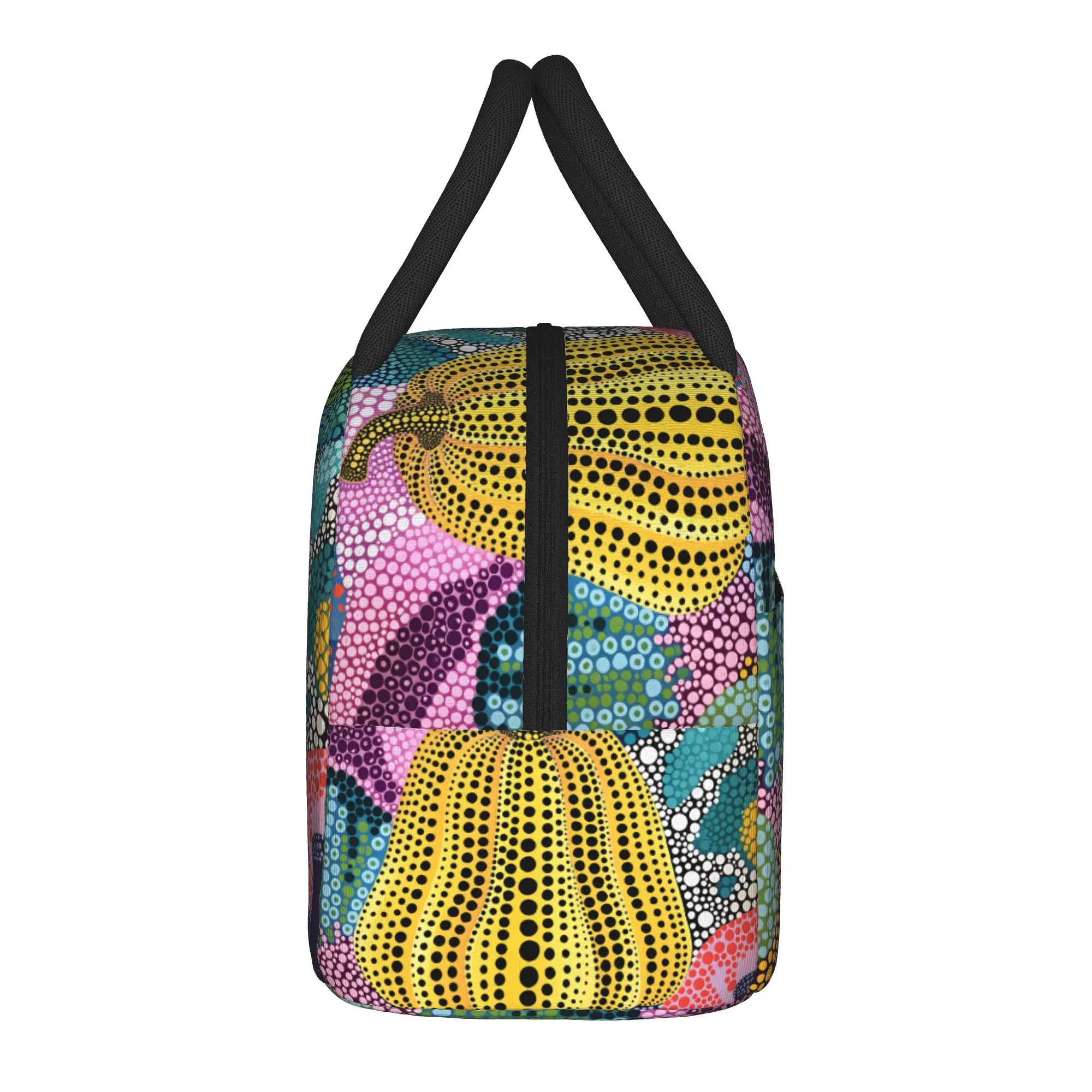 Yayoi Kusama Abstract Face Lunch Bag Japanese Artist School Lunch Box For Women Thermal Tote Handbags Oxford Portable Cooler Bag