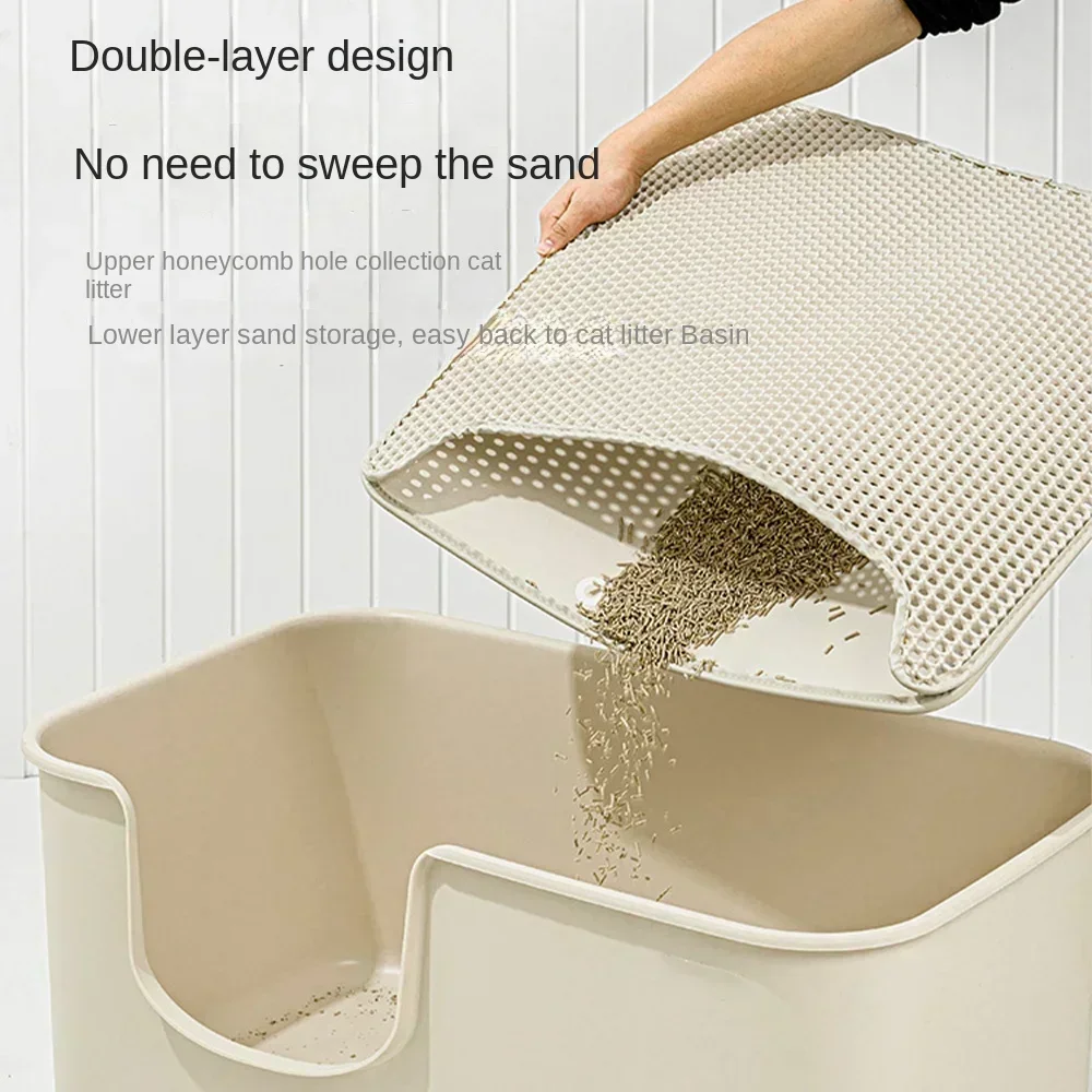 Oversized Waterproof Cat Litter Box Mat Non-slip Double Layer Sand Cat Pad Cat Litter Trapper Dual Layer Mat  EVA  Pad Products