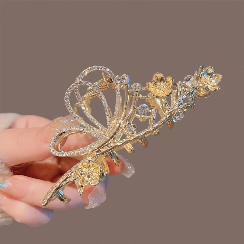 New Retro Alloy Butterfly Hair Grip Hair Crab Clip Girl Ponytail Clip Wash Face Hair Claw Shark Clip Headdress Female