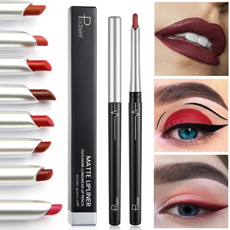 17 Colors Velvet Nude Lip Pencil  Waterproof Lip Liner Pencil Matte Lipstick Long Lasting Makeup Non-stick Cup Lip Cosmetic