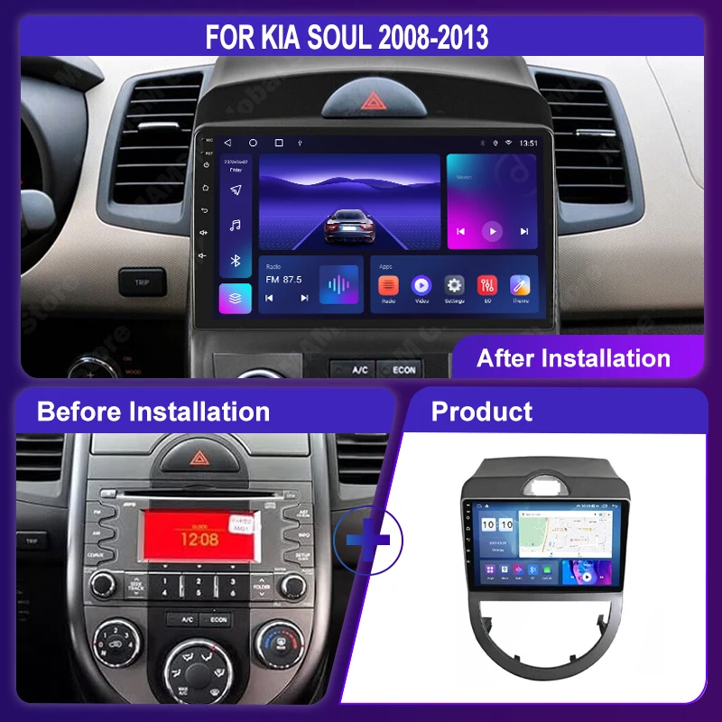 MAMSM Android 13 Wireless CarPlay Auto Car Radio For Kia Soul 2008-2013 Video Multimedia GPS 4G DSP RDS Player Navigation Stereo