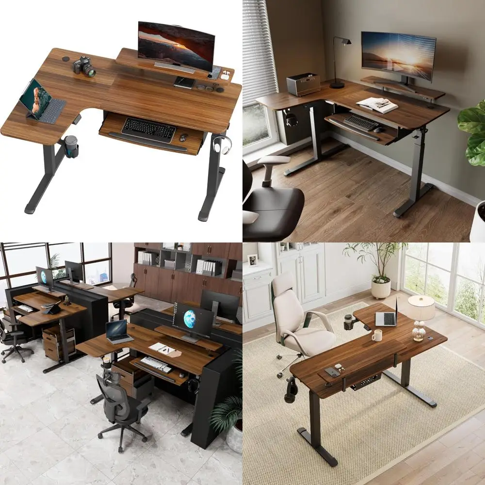 

Электрический стол с регулируемой высотой и подставкой для клавиатуры, L-образный стол для домашнего и офисного использования