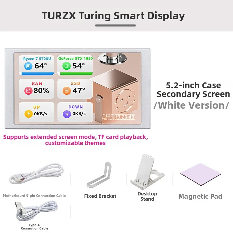 TURZX 5.2 Inch IPS Screen with 500 Nits Brightness for Desktop Extension and Standalone Media Display Applications