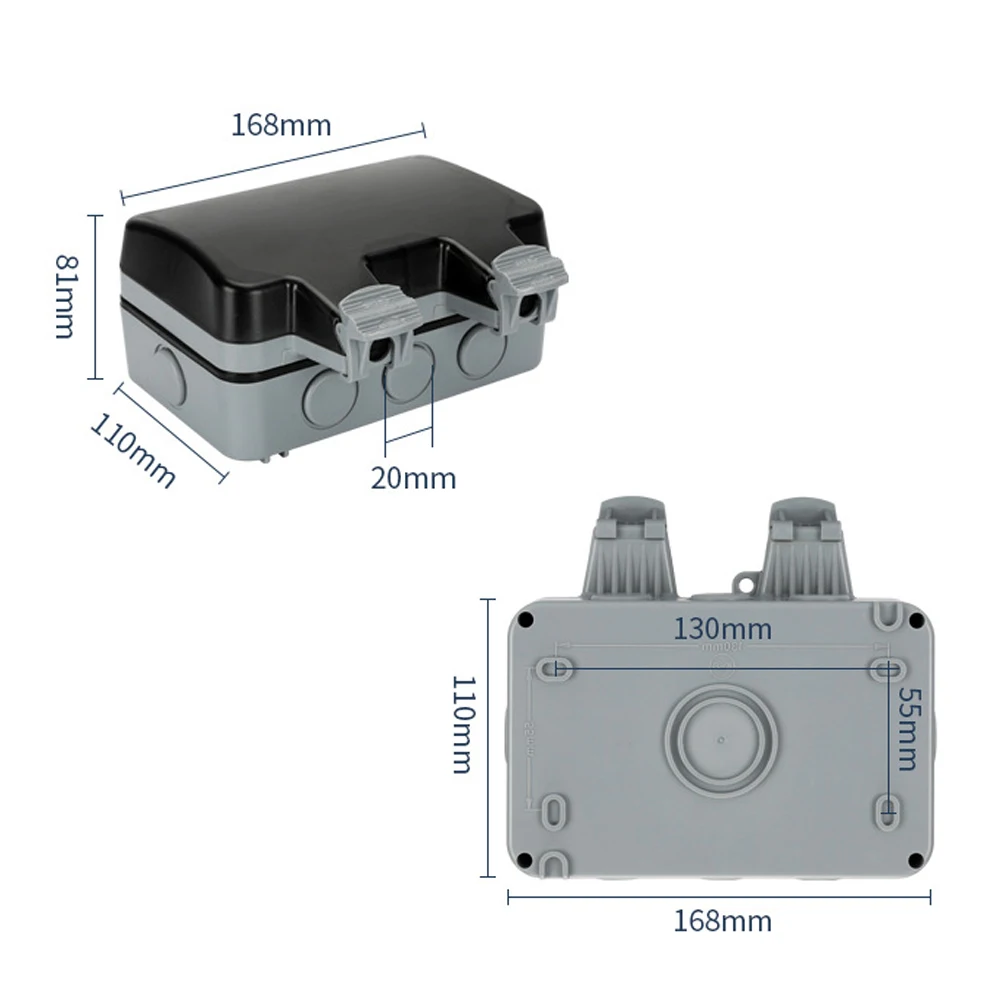 Waterproof Socket EU Plug IP66 Outdoor Socket Box 16A Wall Switch Socket European Standard Dustproof Waterproof Exterior Plug