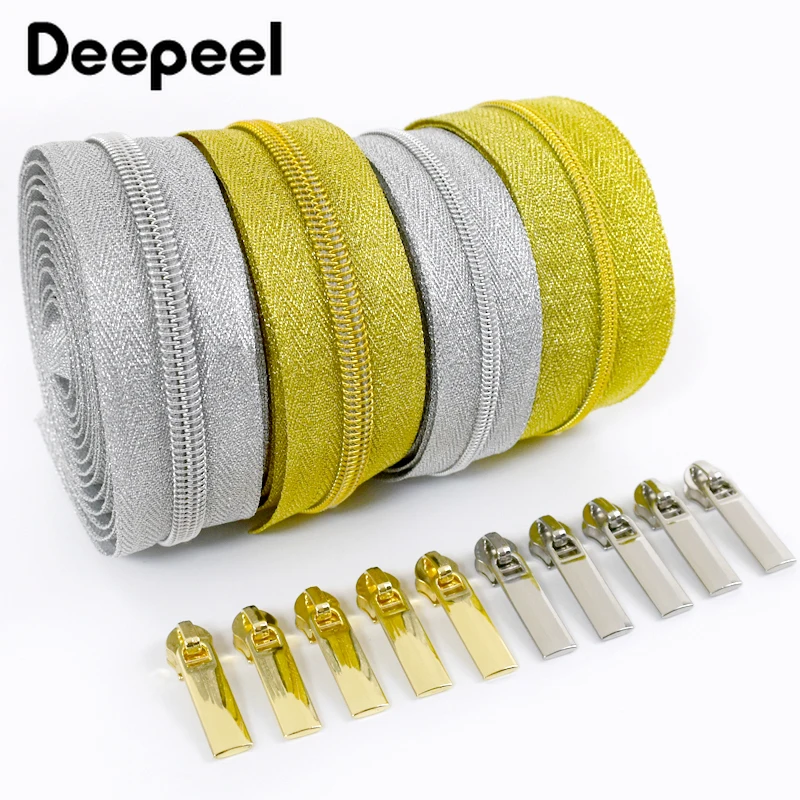 2/5/8Meters Deepeel 3# 5# Plastic Zipper Sewing Nylon Zippers Slider for Zips Puller Bag Purse Coil Zip Roll Repair Accessories