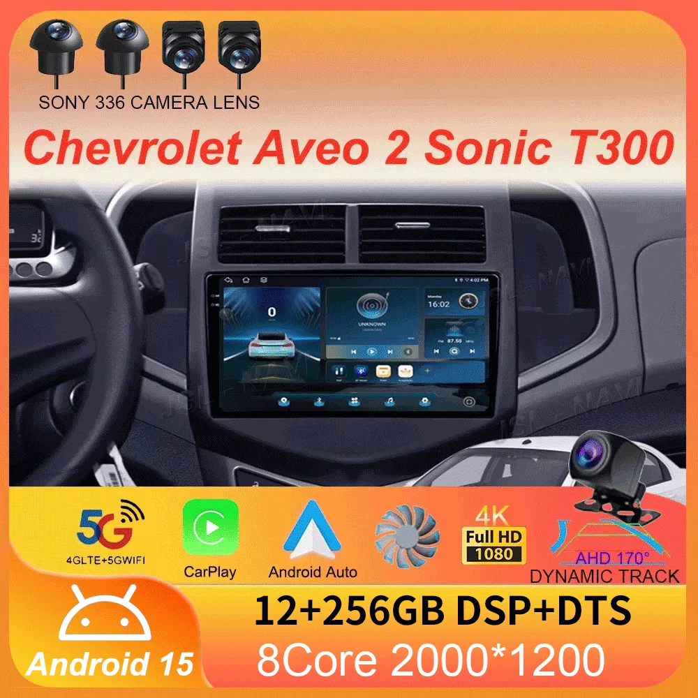 

5G 2din Android 15 Car Radio Multimedia Player For Chevrolet Aveo 2 Sonic T300 Autoradio CarPlay Navigation GPS