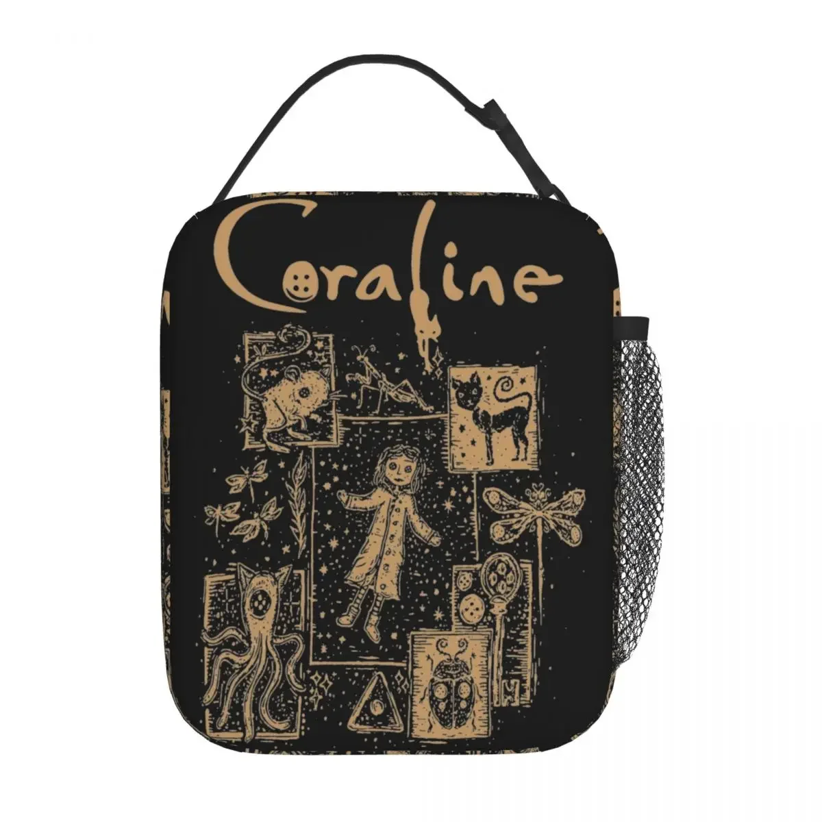 Kopie Von Coralines Cat Doll Insulated Lunch Bags Horror Movie Food Bag Portable Thermal Cooler Lunch Boxes For School Office