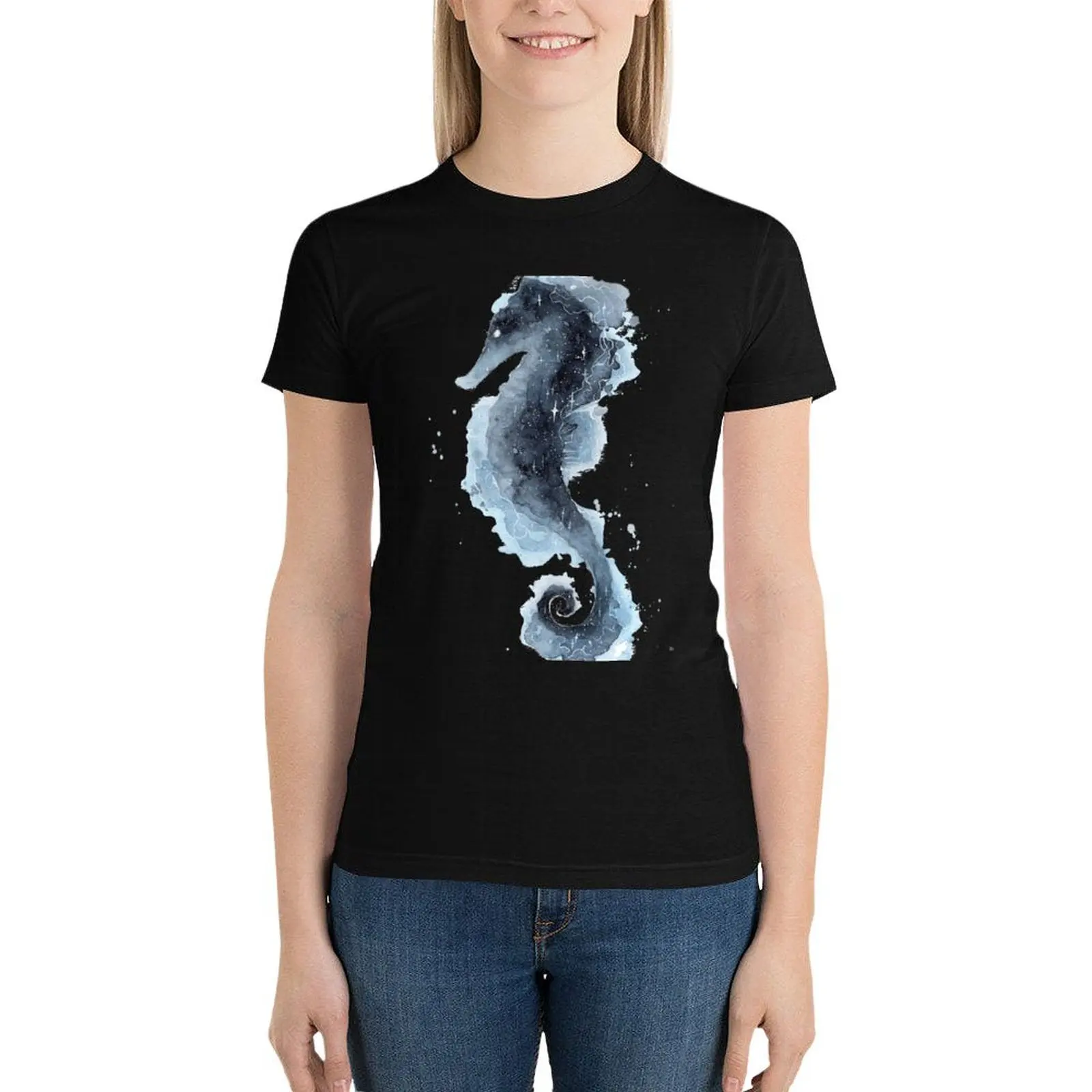 Galaxy Seahorse T-Shirt cute clothes lady clothes tops funny t-shirts for Women graphic tees funny