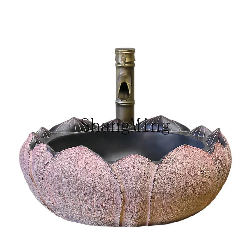 

CL Chinese creative washbasin, basin on the stage, bathroom, balcony washbasin art, retro style lotus flower hand wash plate