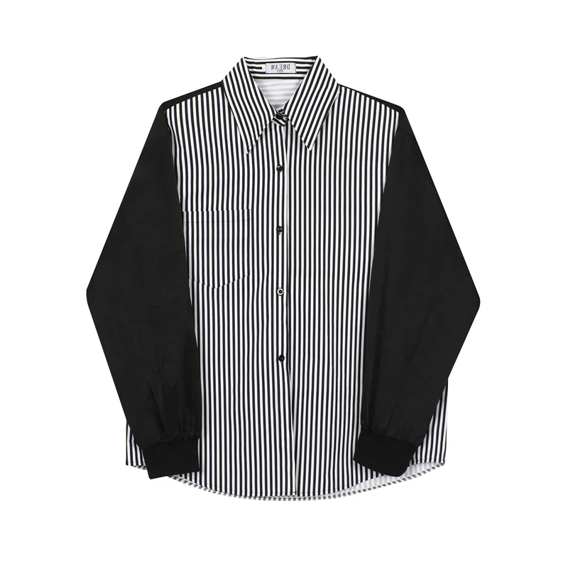 LUZHEN Stripe Design Fashion Long Sleeve Shirt Original Color Contrast  High Quality Trendy Elegant Handsome Men\'s Tops LZ5307