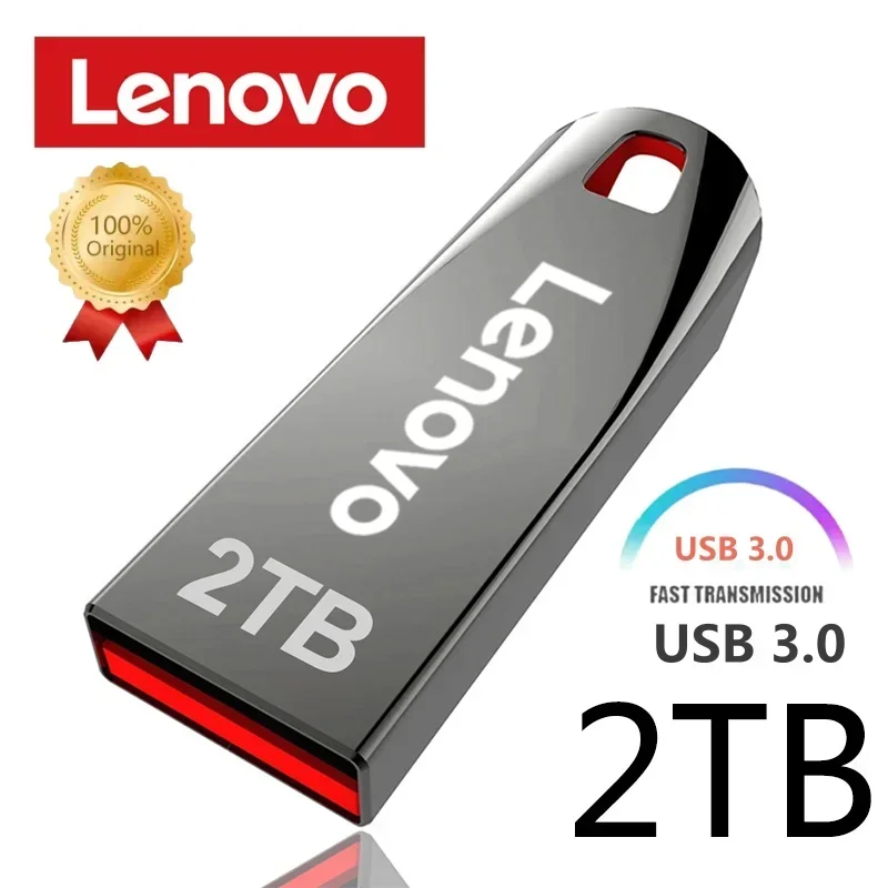 레노버 2TB USB 3.0 플래시 드라이브, 펜 드라이브 메모리 스틱, 128GB, 금속 U 디스크, 미니 펜드라이브, 외장 스토리지, 1TB, 512GB, 256GB 