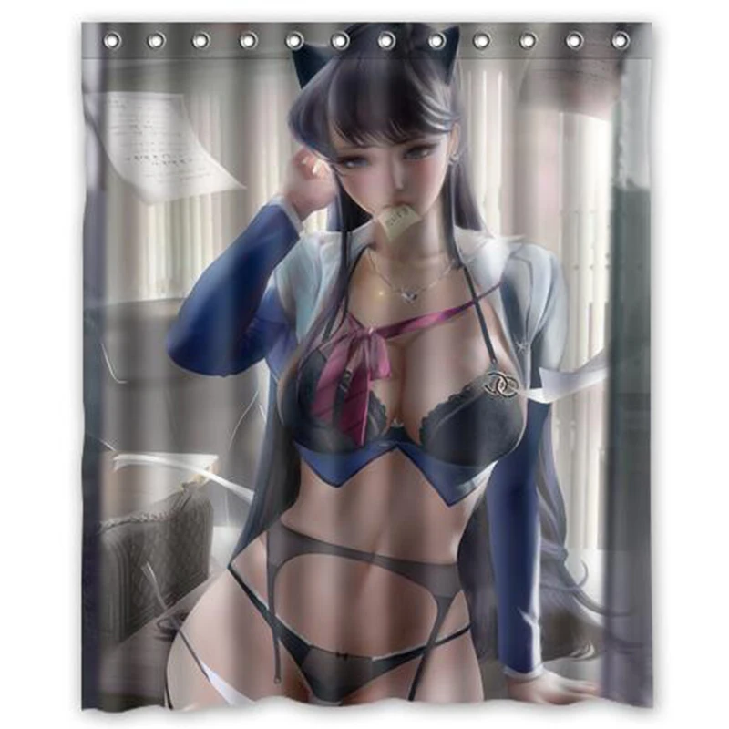 

150x180 см аниме девушка Shouko Shuuko Komi персонализированная водонепроницаемая занавеска для душа из полиэстера на заказ