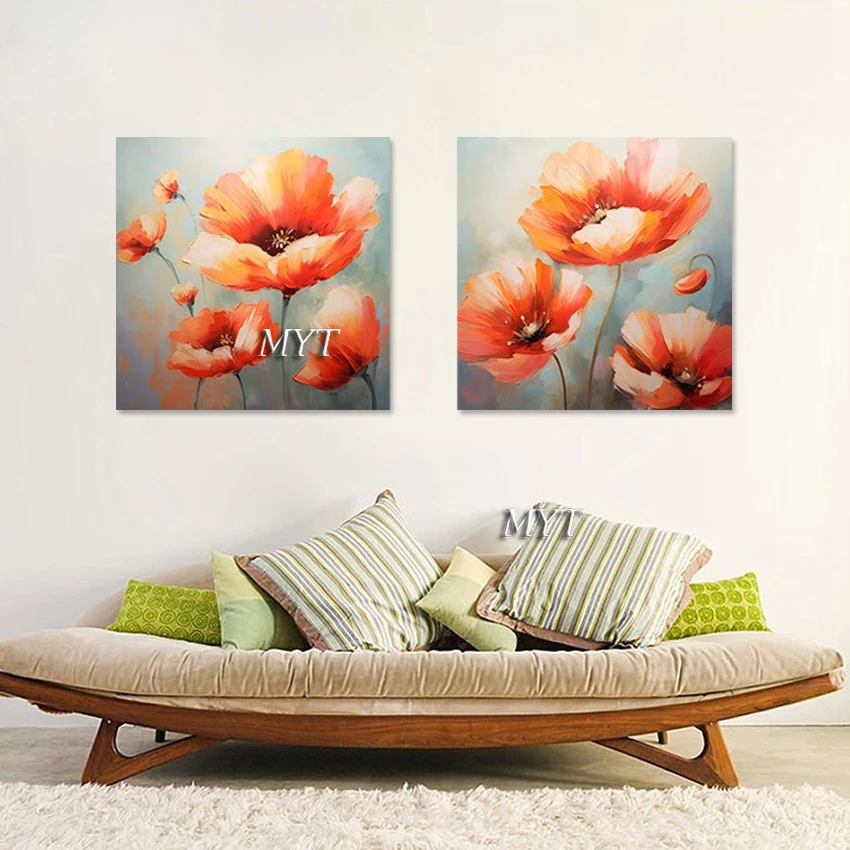 

Beautiful Natural Scenery Abstract Picture Flower Painting Designs For Wall 2PCS Hand Painted Art Canvas China Import Item Decor