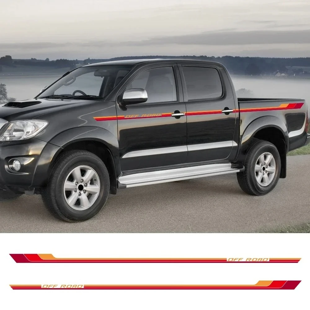 

2PCS Car Body Side Sticker Racing Stripes Trims Off-Road Vinyl Decal Auto Body Exterior Decor Accessories For Toyota Hilux MK8