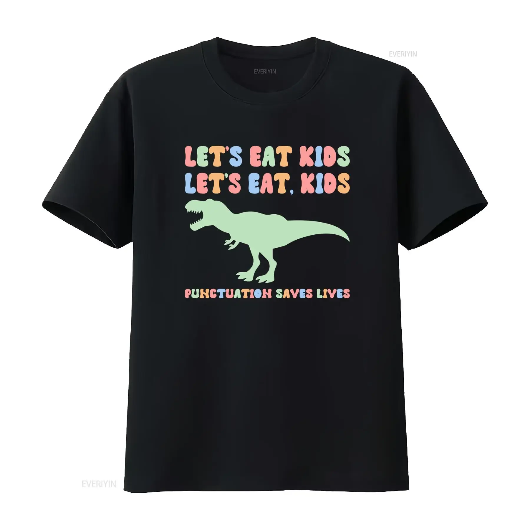 Funny T Rex Shirt Let's Eat Kids Punctuation Saves Lives Grammar Commas Back To School vintage Washed graphic designer clothes