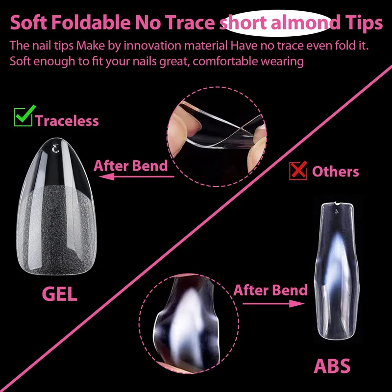 120Pcs XXS Extra Short Almond Coffin Nail Tips Half Matte Pre-Filed Soft Gel Full Cover Fake Nail for Small Average Nail Beds