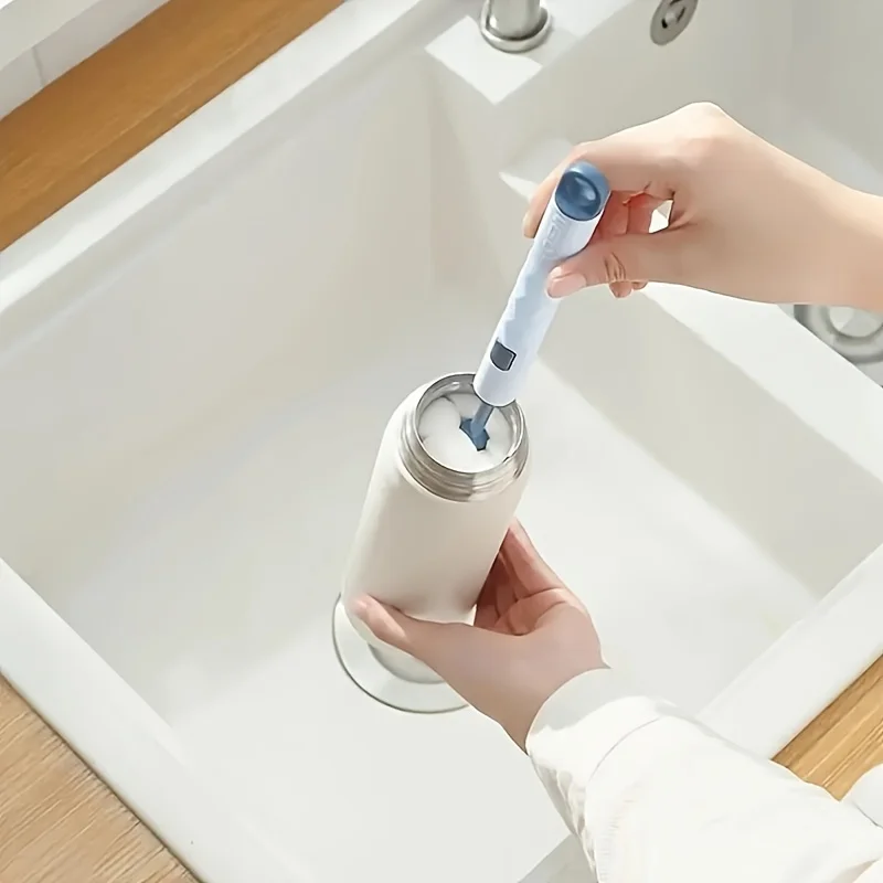 1 long handled soft sponge cup brush, cleaning brush for kettle, water cup, mug, glass cup, kitchen cleaning supplies