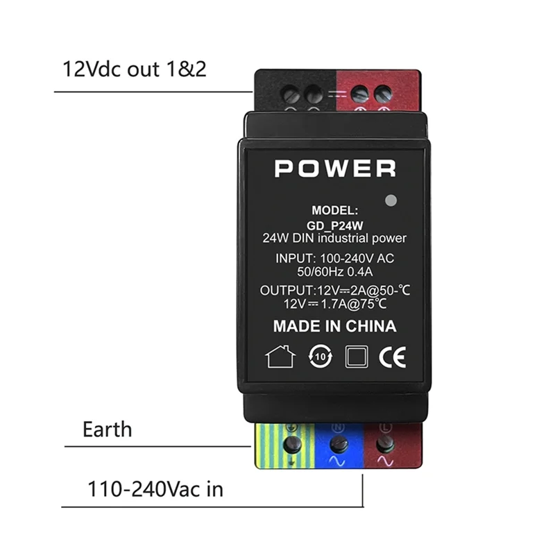 B04B-POE PLUS Промышленный источник питания DIN от 100 до 240 В постоянного тока 12 В 24 Вт Двухканальный преобразователь переменного тока в постоянный для точки доступа/камеры