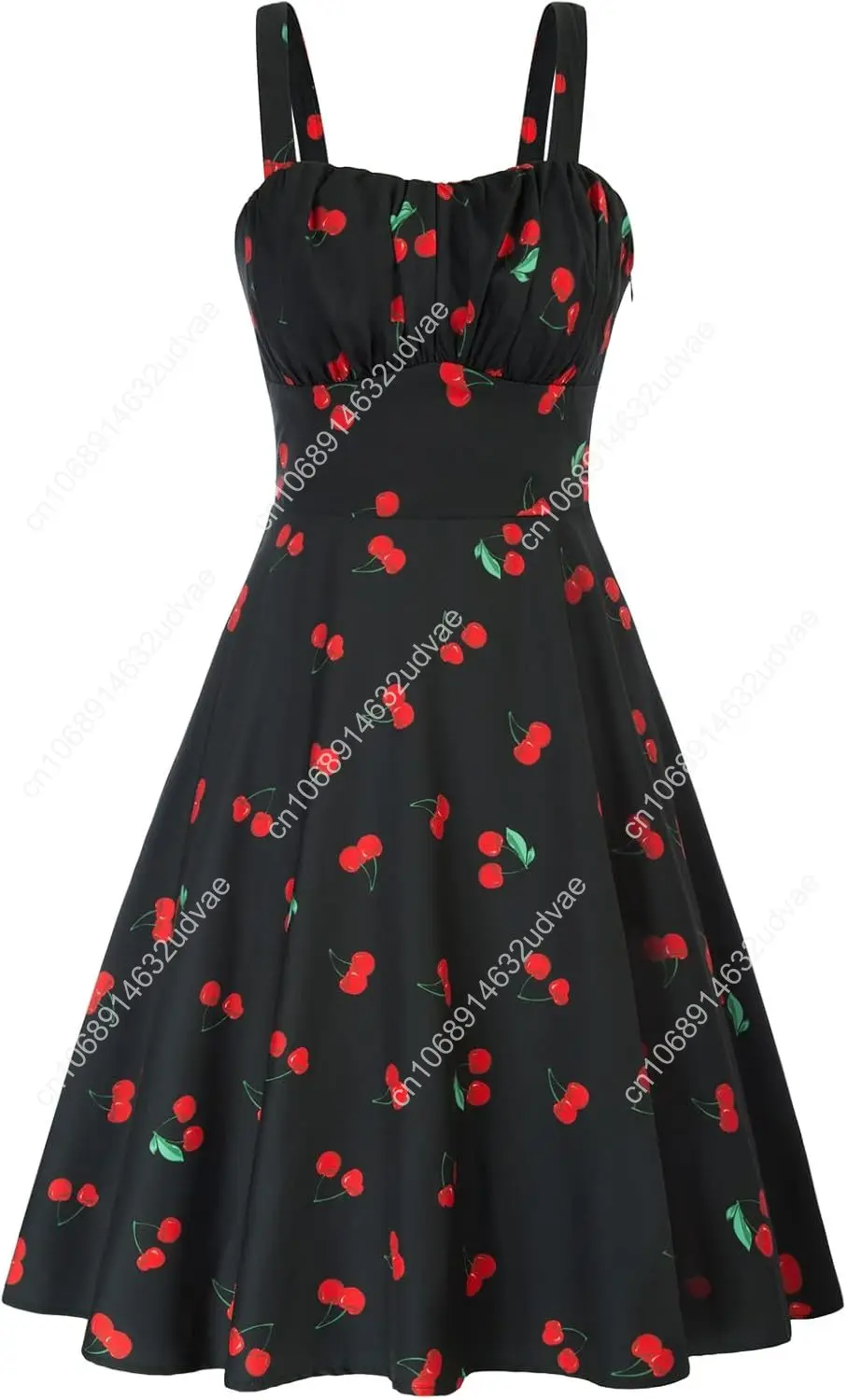 

Belle Poque Women's Vintage Sleeveless Solid Floral Ruched Summer Cute A-Line Flowy Swing Midi Dress