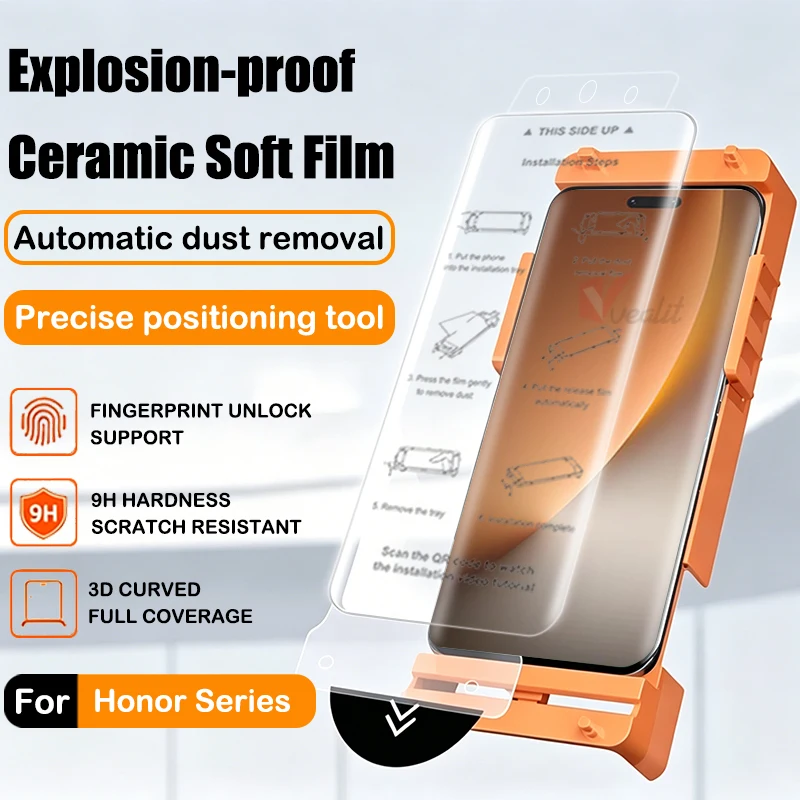 

Dust Removal Easy Installation 3D Curved Ceramic Soft Film For Honor Magic 8 7 6 5 4 Ultimate 3 Pro Screen Protector With tool