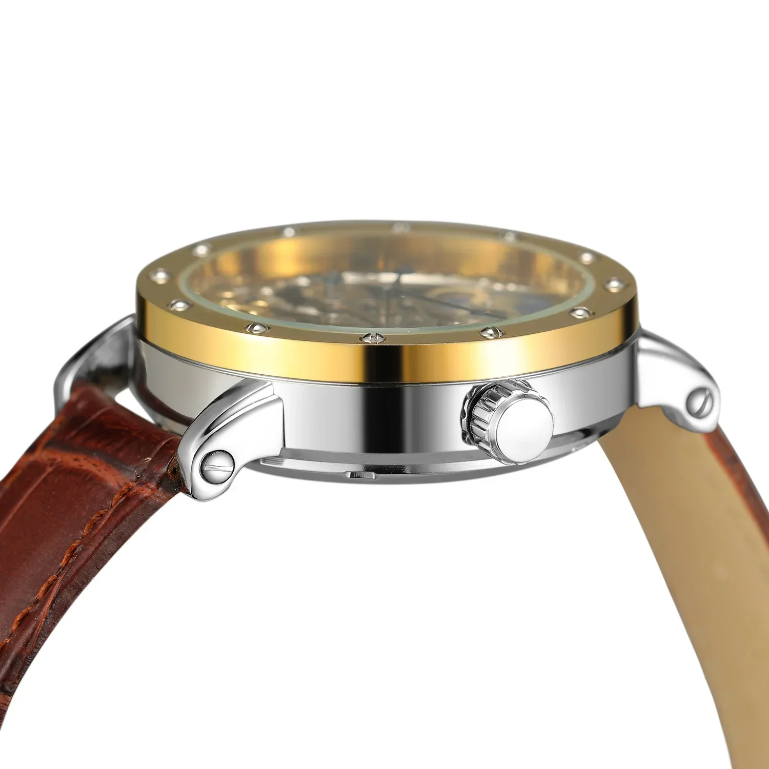 Роскошные бренды, двойной часовой пояс, фаза Луны, автоматические часы с механизмом, механические мужские наручные часы из натуральной кожи, оригинальные мужские часы