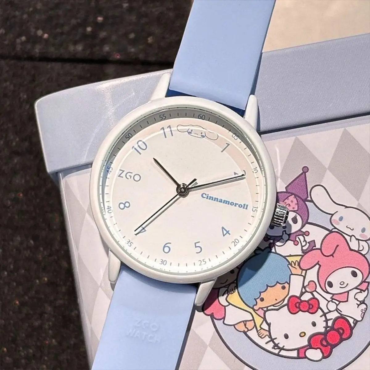 

Sanrio Cinnamoroll милые часы с сердечком для девочек, студенческий экзамен, специальный мультяшный указатель, круг, водонепроницаемый, бесшумный, детский подарок на день рождения