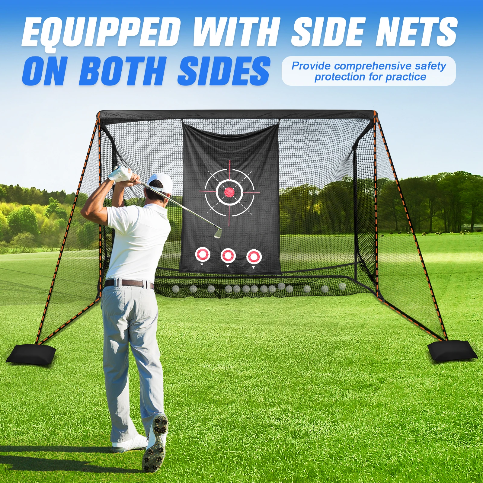 

Golf Hitting Nets 10x7FT Heavy-Duty Golf Cage Practice Hitting Net for Backyard Driving Chipping Gifts for Men Dad Him