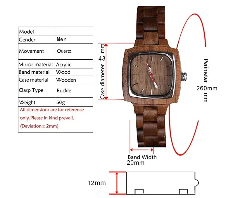 New High-end Custom TV Shaped Wooden Men's Watch Luxury Fashion Trend Men's Accessories Folding Buckle Watch