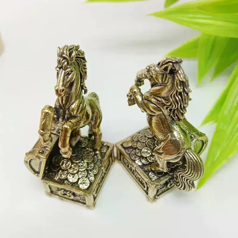 1Pcs Zodiac Horse Statue Ornament Gifts Brass Horse Feng Shui Horse Figurine Miniatures Crafts Office Home Decor Accessory