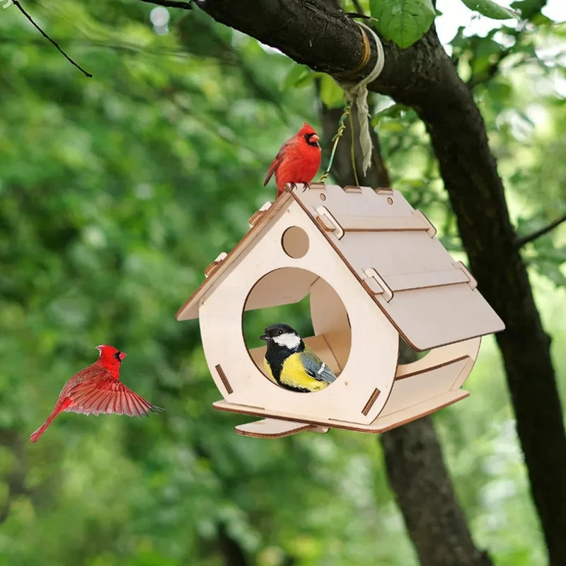 Wooden Birdhouse For Outdoor Hanging Wooden Cage Resting Place WallMounted Outdoor Birdhouse Wooden Box Perch Supplies New Style