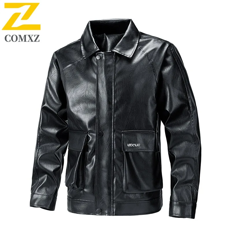 

Men American style Baseball Jacket Solid color Waterproof Windproof Motorcycle Coat Urban Outdoor Fashion Spring Fall Outerwear