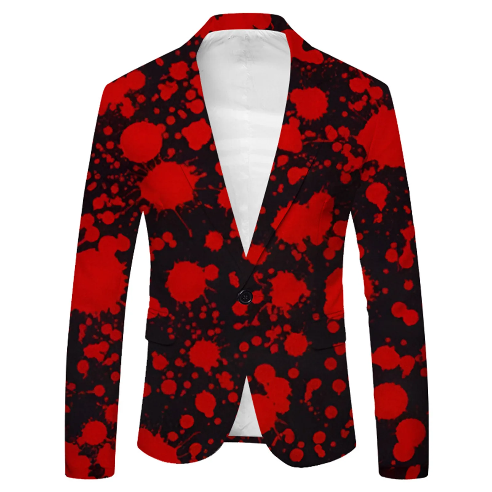 Men\'s Halloween Fashion Casual Buckle Bloody Printed Suit Coat Single Breasted Fashion Casual Tops 2024 New Spring And Autumn