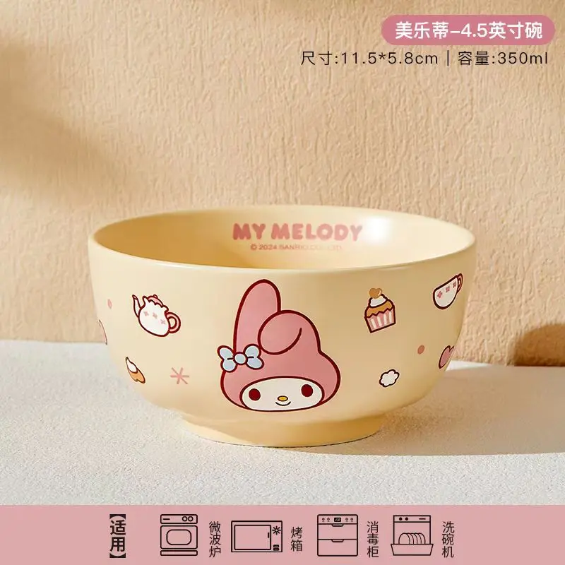 anime Hello Kitty My Melody ciotola per zuppa in ceramica Cinnamoroll decalcomania ad alta temperatura stile crema ciotola di riso per la casa altamente attraente
