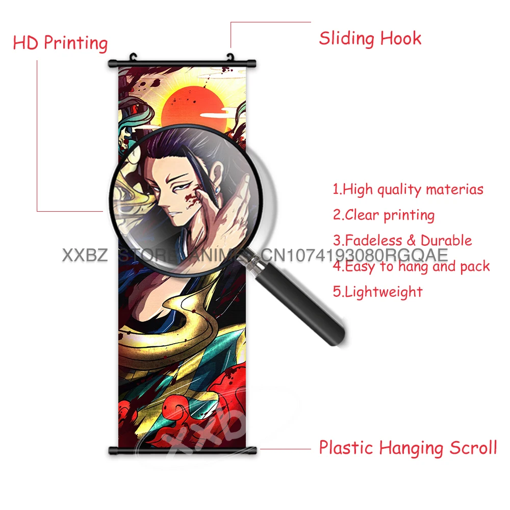 Jujutsu Kaisen Hängende Malerei Gojo Satoru Wandkunst Scroll Bild Druck Leinwand Anime Poster Itadori Yuji Home Decor Geschenk – Detail 6