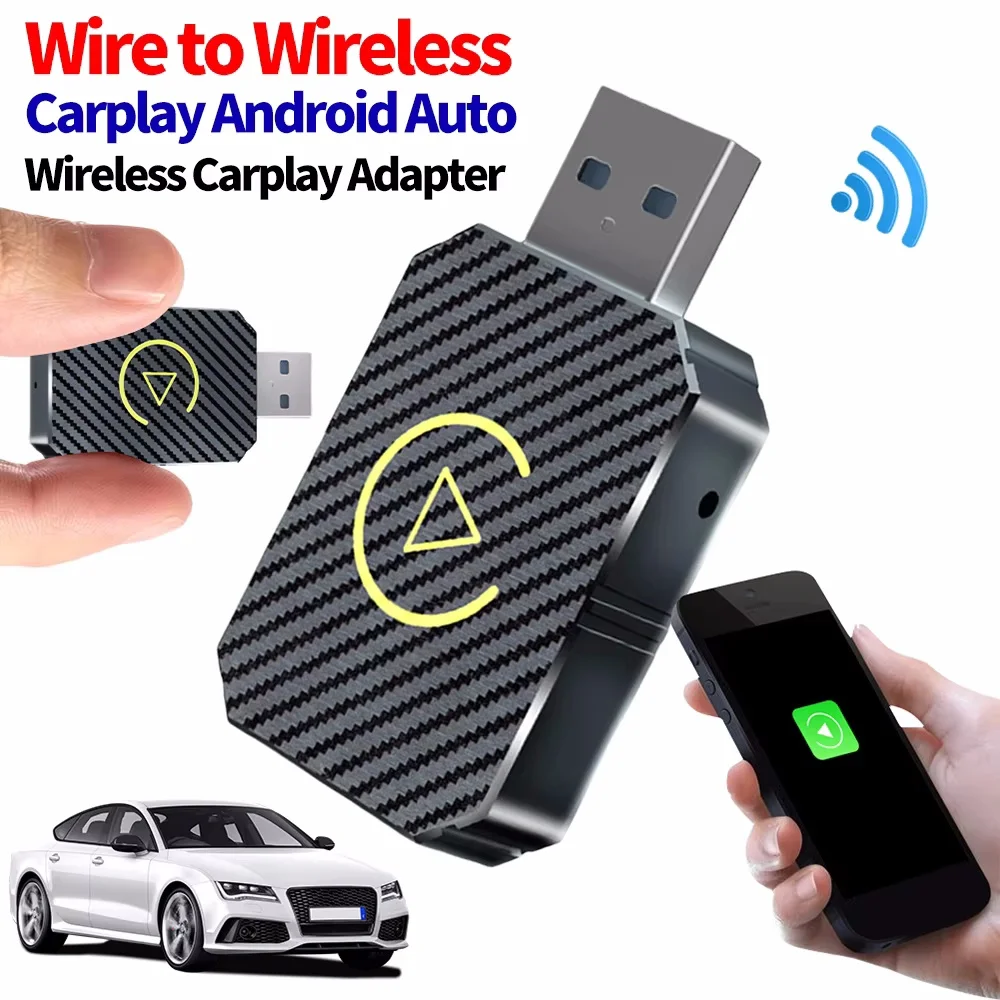 2 in 1 Wireless CarPlay Android Auto Adapter Smart USB Dongle Auto Connect Plug & Play for iPhone and Android Factory Wired Cars