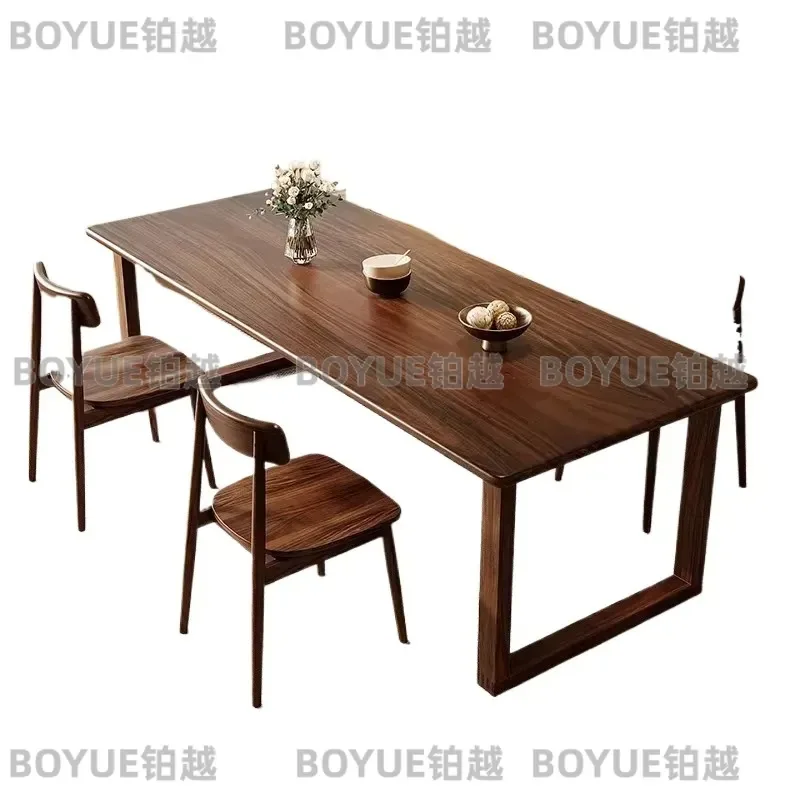 South American Black Walnut Dining Table Set with 4 Chairs Nordic Solid Wood Large Top for Small Apartment High End Furniture