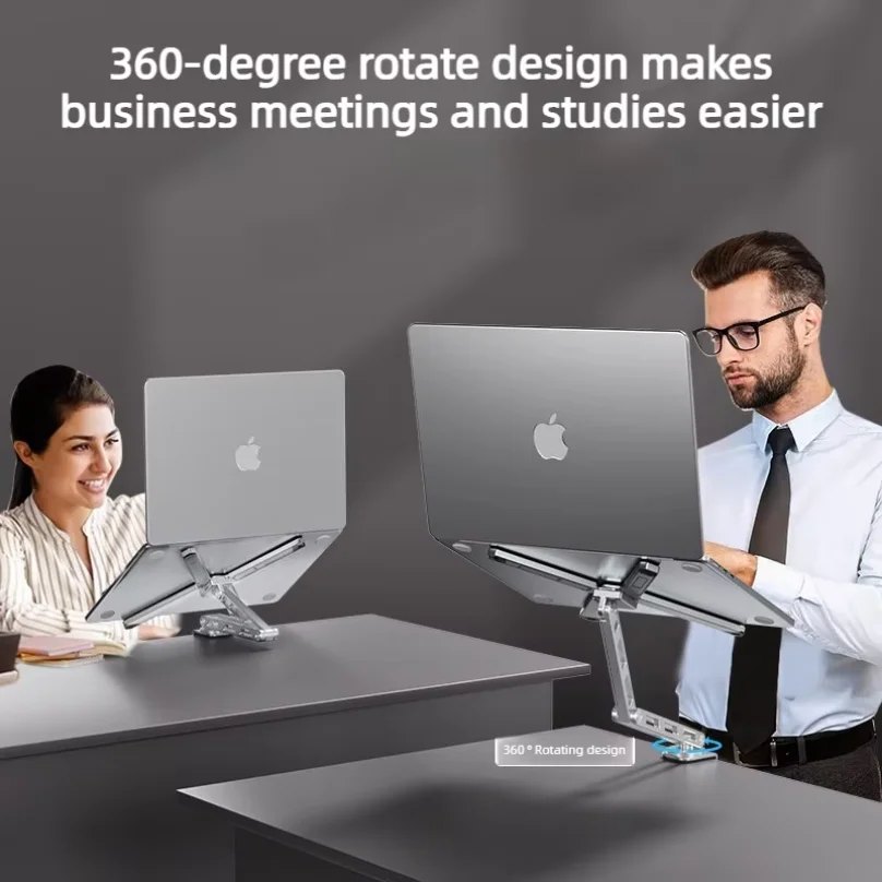 2-in-1 Detachable Laptop Mount for Desk, Tablet Arm Mount with 360° Rotating, Aluminum Laptop Tray, Foldable Computer Stand/Hold 2