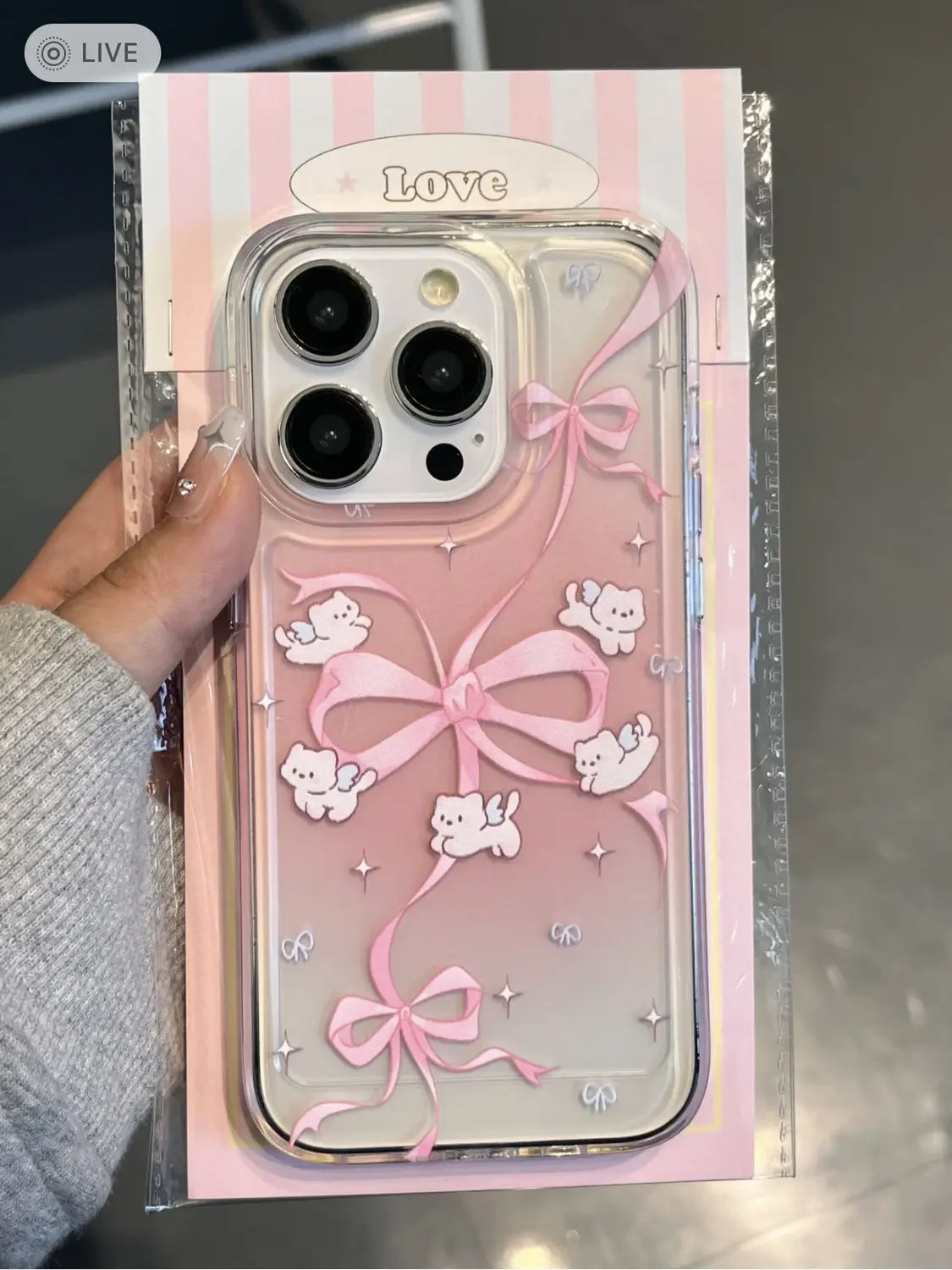 Smudge Pink Bow Cat Phone Cases Iphone 15 Pro Max Case 12 11 13 14 16 Pro 13 12 Mini 7 8 15 Plus XSMax XR Soft Shockproof Cover