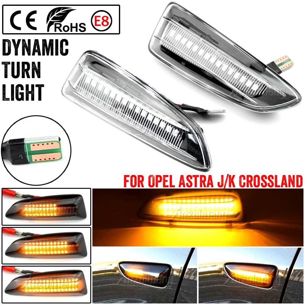 For Opel Vauxhall Astra J K Crossland X Grandland Insignia B Zafira C LED Dynamic Turn Signal Light Side Marker Lamp Blinker