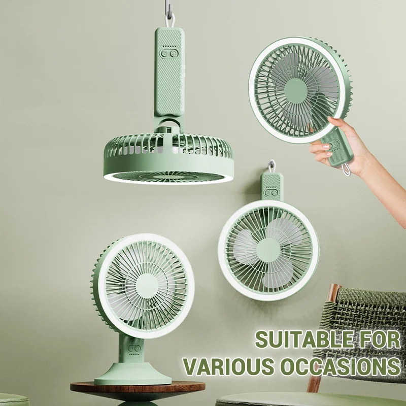 

Электрический охлаждающий вентилятор 3 в 1, портативный USB перезаряжаемый настольный вентилятор со светодиодной подсветкой, 5-скоростной подвесной потолочный вентилятор для дома и улицы