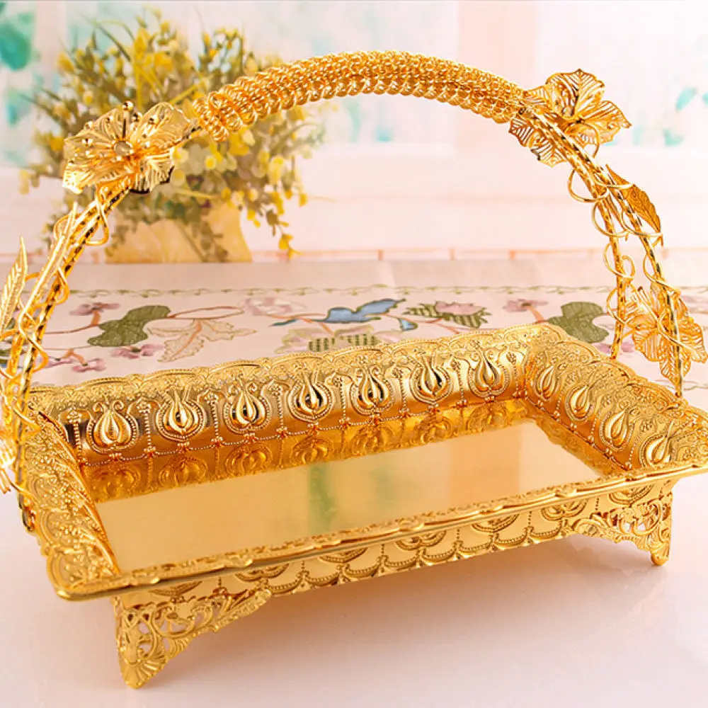 Minimalist Gold Metal Storage Basket Creative Fruit Tray Serving Container For Living Room Dining Table Party Decor
