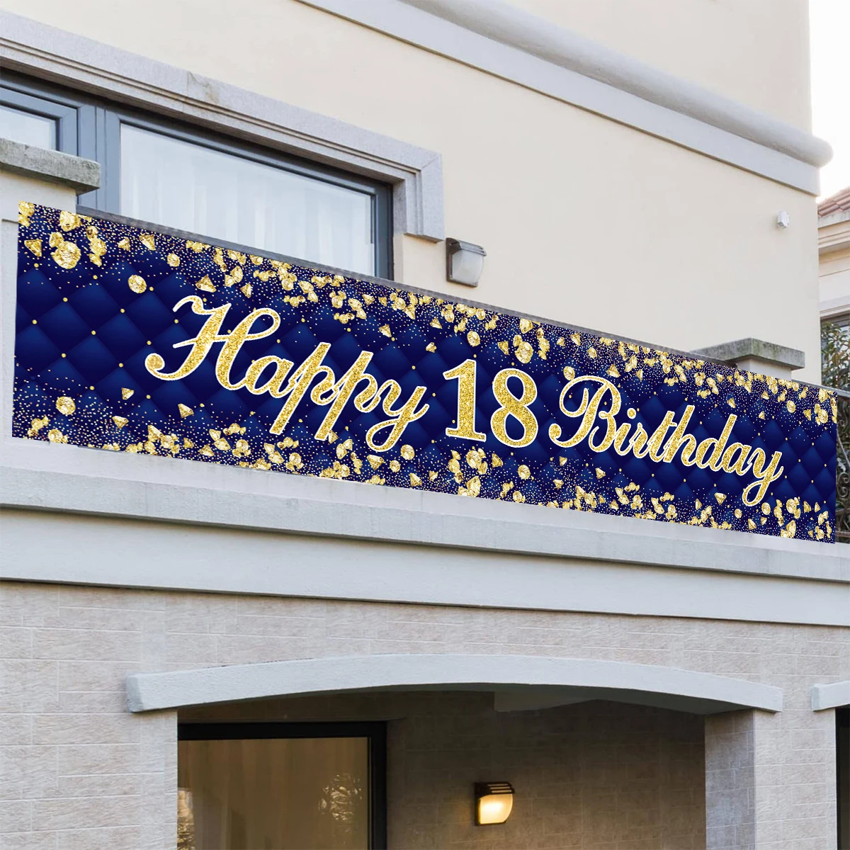 Black Gold Happy Birthday Banner Balloon Flag Adult 18th 21th 40th 50th Birthday Party Decoration Supplies Bunting Anniversary