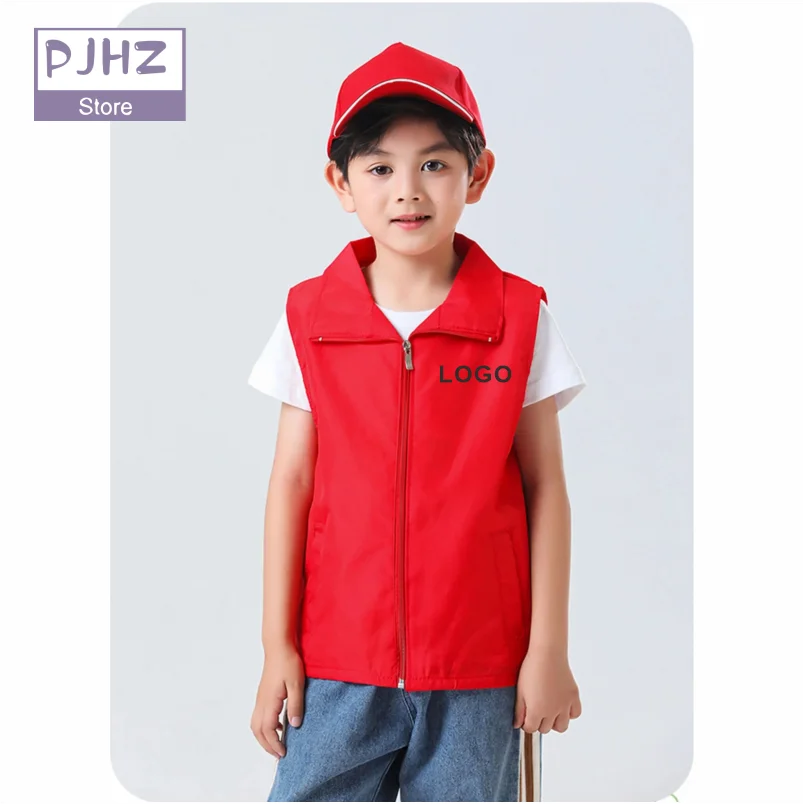 Customized Logo Vest Summer New Sleeveless Kids Thin Breathable Vest Activity Volunteer Vest Custom Logo Printing Brand Text