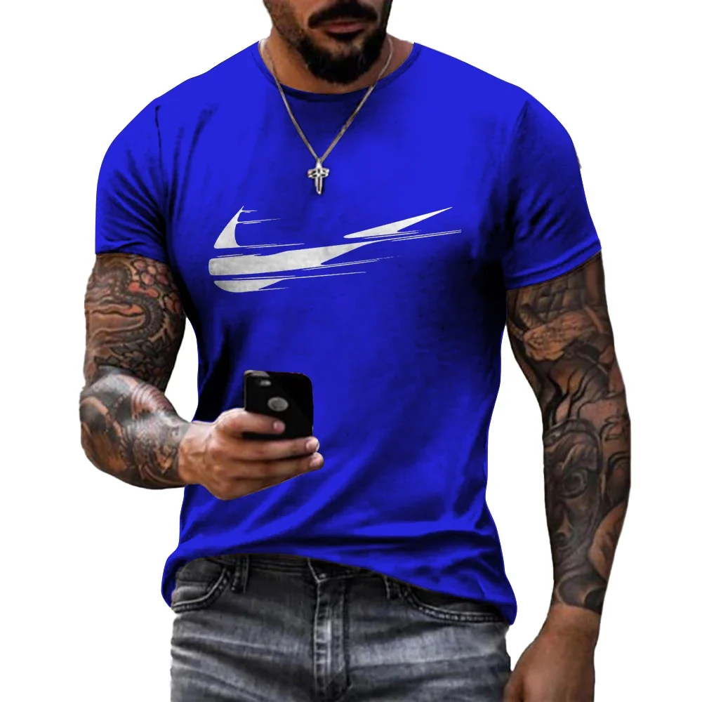 new men sports round neck pullover short sleeved T-shirt 3D printed T-shirt street top short sleeved loose oversized T-shirt