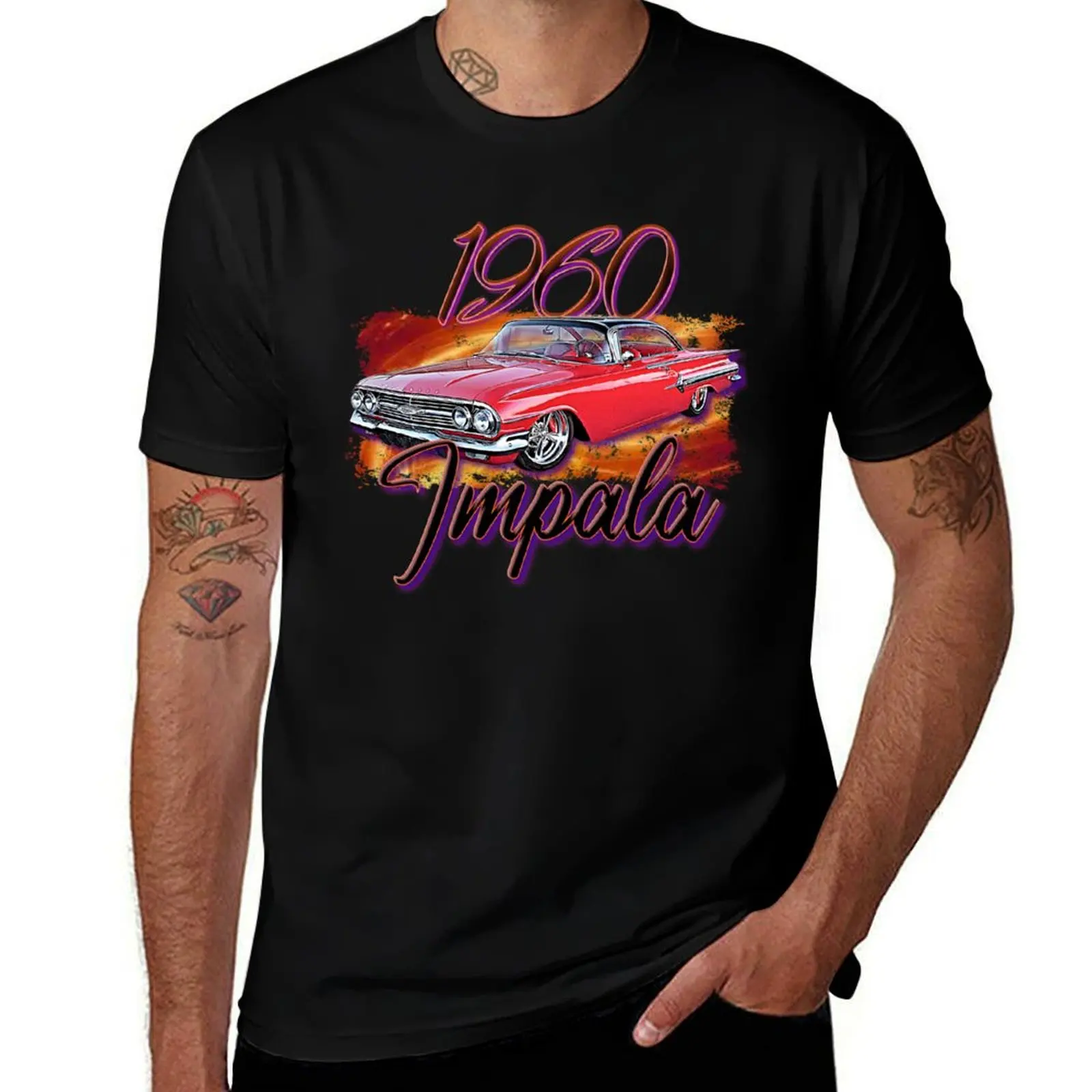 

1960 Chevy Impala classic cars T-Shirt quick drying customizeds shirts graphic anime clothes clothes for men