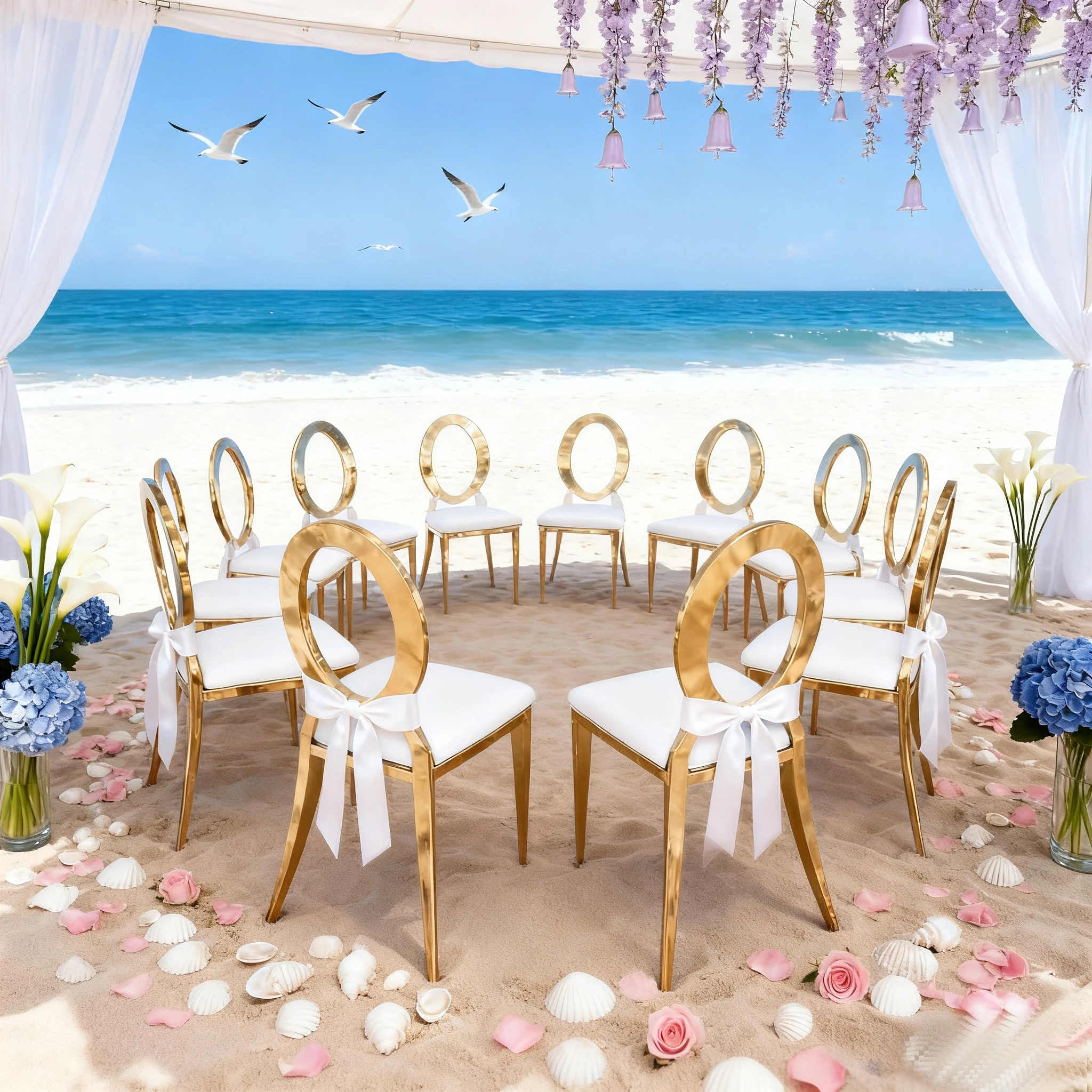 16pcs Golden Wedding Chair Stackable Dining Chair for Hotel Wedding Banquet Wedding Furniture Stainless Steel Frame Chair ivy11
